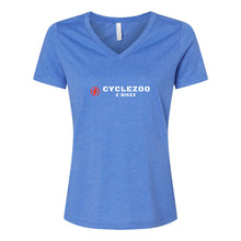 Load image into Gallery viewer, CycleZoo E-Bikes Women's V-Neck Tee - Multiple Colors