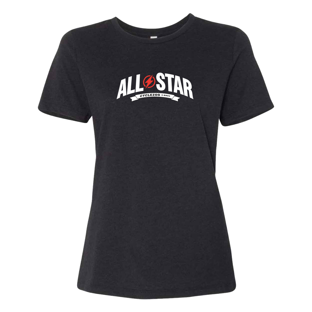 CycleZoo E-Bikes ALL*STAR Classic Women’s Relaxed Jersey T-Shirt Black Heather
