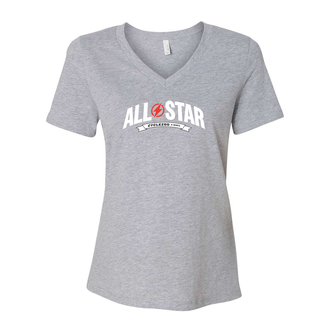 CycleZoo E-Bikes ALL*STAR Classic Womens Relaxed V-Neck Shirt Athletic Heather