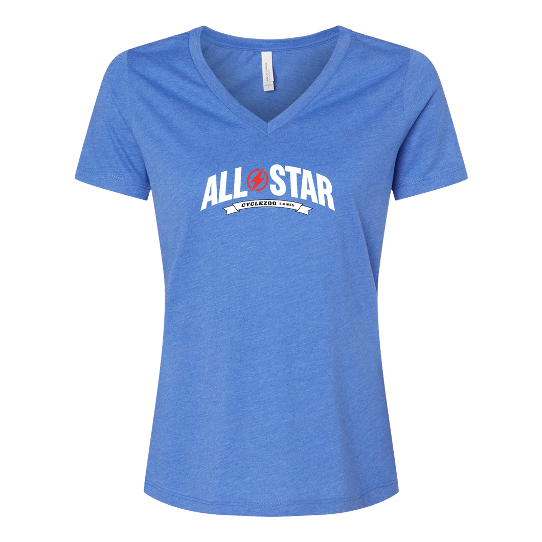 CycleZoo E-Bikes ALL*STAR Classic Womens Relaxed V-Neck Shirt True Royal Heather