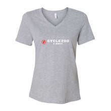 Load image into Gallery viewer, CycleZoo E-Bikes Women&#39;s V-Neck Tee - Multiple Colors
